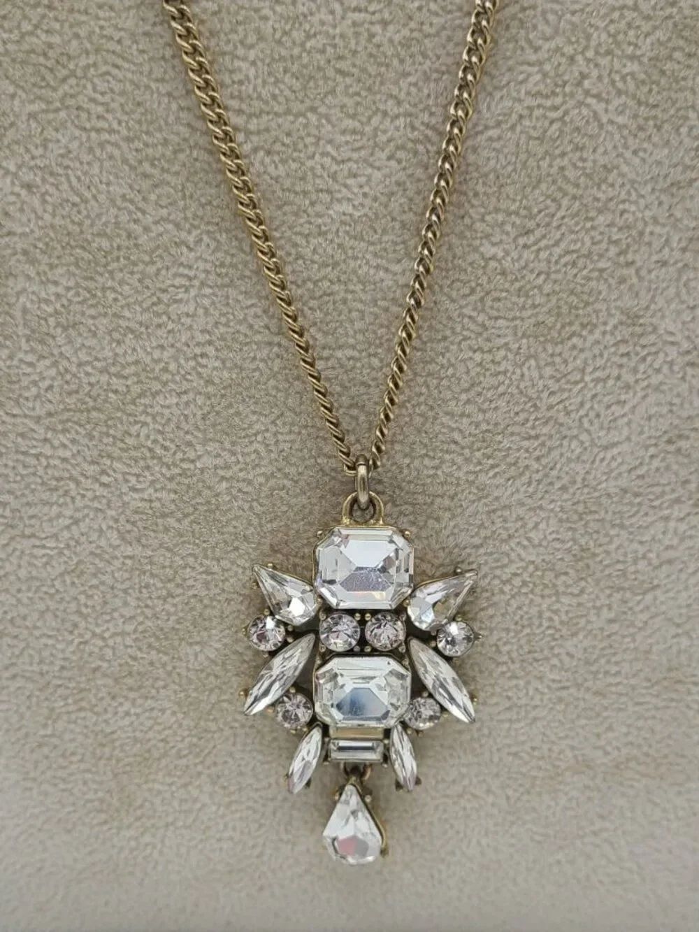 J Crew Clear Crystal Cluster Long Pendant